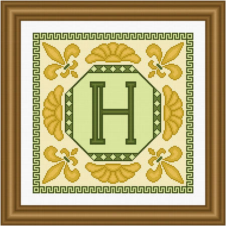 cross stitch pattern Classic Monogram - H