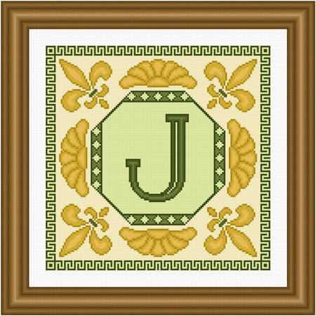 cross stitch pattern Classic Monogram - J