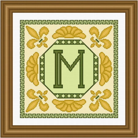 cross stitch pattern Classic Monogram - M