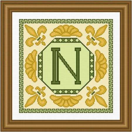 cross stitch pattern Classic Monogram - N