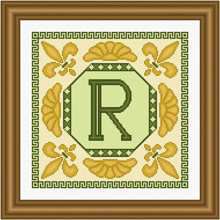 cross stitch pattern Classic Monogram - R
