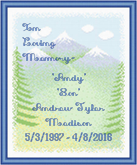 cross stitch pattern In Loving Memory - Mountains