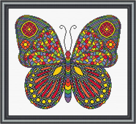 cross stitch pattern Mosaic Butterfly  (dark 'grout')