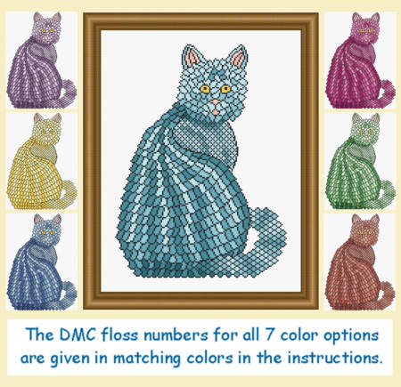 cross stitch pattern Mosaic Cat   (dark 'grout')