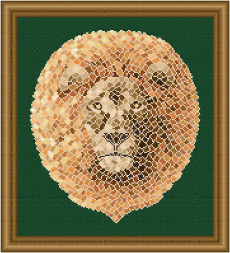 cross stitch pattern Mosaic Lion   (Light 'Grout')
