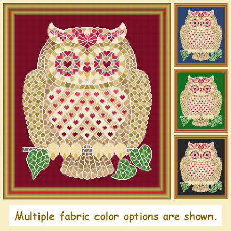 cross stitch pattern Mosaic Owl - Love   (light 'grout')