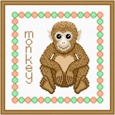 cross stitch pattern Baby Monkey