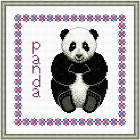 cross stitch pattern Baby Panda Birth Record
