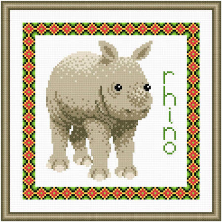 cross stitch pattern Baby Rhino