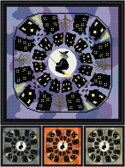 cross stitch pattern Eerie Neighborhood - Black Houses