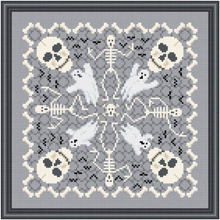 cross stitch pattern Spooky Bones and Friends