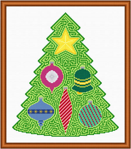 cross stitch pattern Christmas Tree Maze