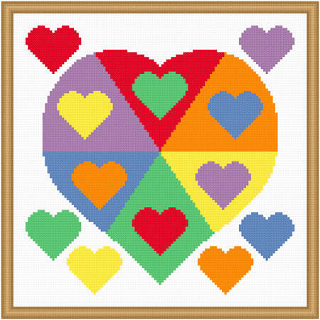 cross stitch pattern Color Wheel Heart