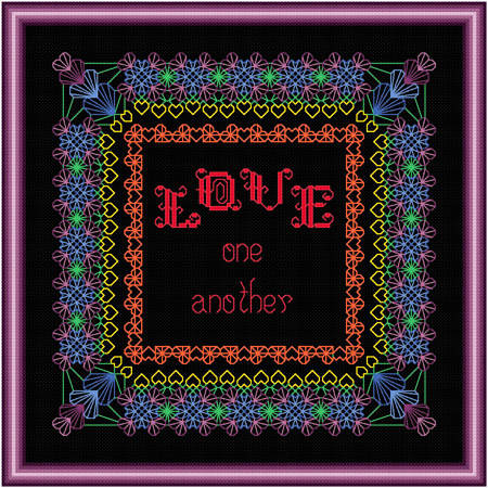 cross stitch pattern LOVE One Another - Rainbow