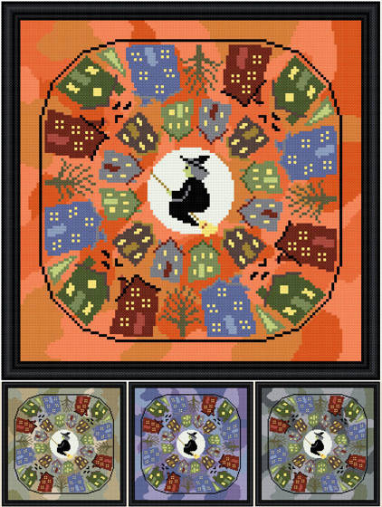 cross stitch pattern Eerie Neighborhood