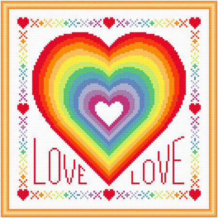 cross stitch pattern Rainbow of Love