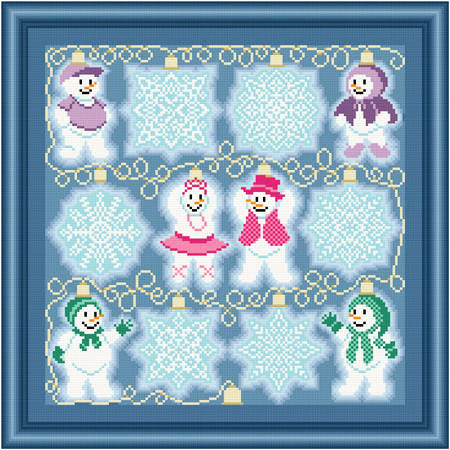 cross stitch pattern String Lights - Snow Flakes-People