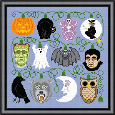 cross stitch pattern Holiday Lights - Halloween
