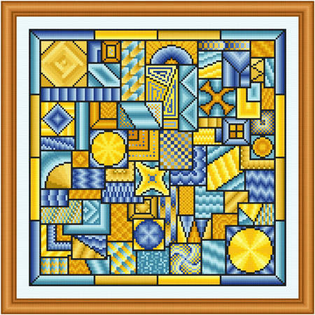 cross stitch pattern So Much to Do  (blue - yellow)