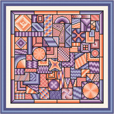 cross stitch pattern So Much to Do  (purple - peach)