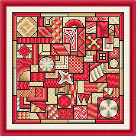 cross stitch pattern So Much to Do  (red - beige)