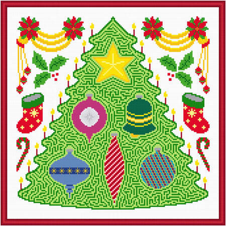 cross stitch pattern Christmas Tree  Decorations Maze