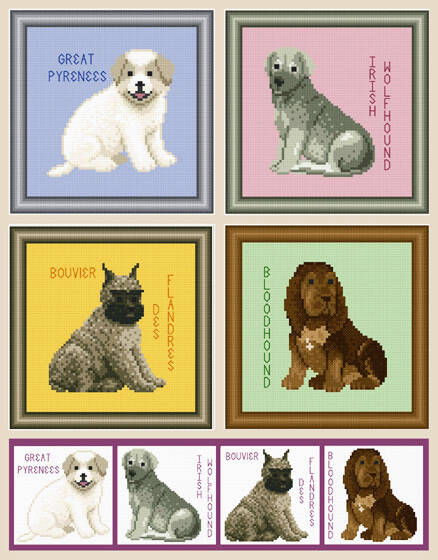 cross stitch pattern Set of Giant Breed Puppy Images - 2