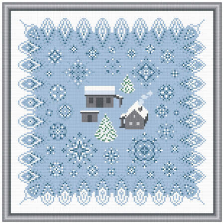cross stitch pattern Remote Homestead in Winter