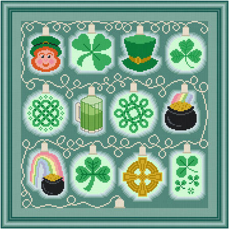 cross stitch pattern Holiday Lights - St. Patrick's Day