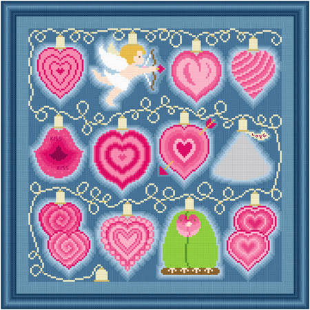 cross stitch pattern Holiday Lights - Valentine's Day