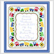 cross stitch pattern Train Birth Announcement - 14 x 16