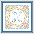 cross stitch pattern Monogram in Flowers - N