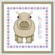 cross stitch pattern Baby Hippo Birth Record
