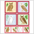 cross stitch pattern Set of 4 Owl Images