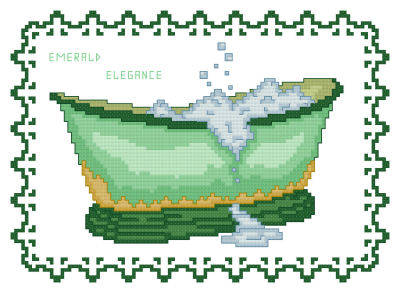 cross stitch pattern BathTub Collection Emerald Elegance