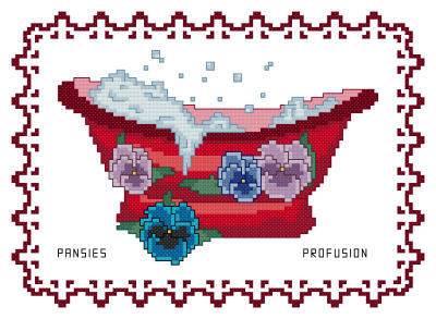 cross stitch pattern BathTub Collection Pansies Profusion