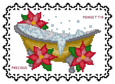 cross stitch pattern Bath Tub Collection Precious Poinsettia