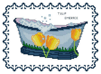 cross stitch pattern BathTub Collection Tulip Embrace