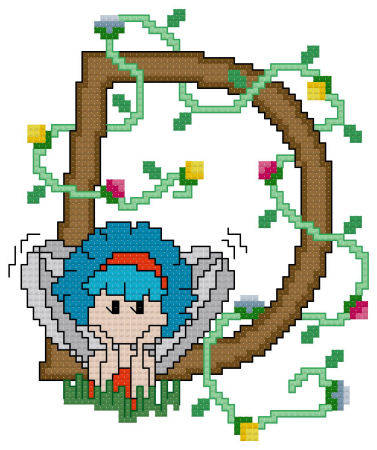 cross stitch pattern Pixies Initials - D