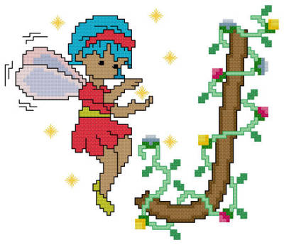 cross stitch pattern Pixies Initials - J