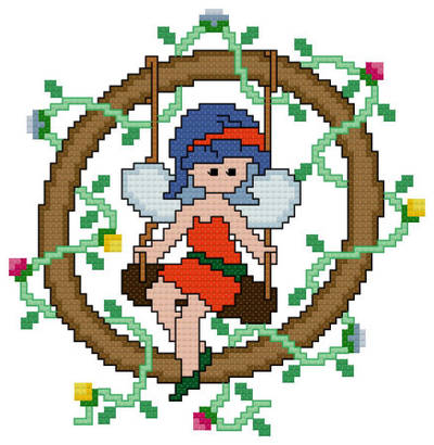 cross stitch pattern Pixies Initials - O