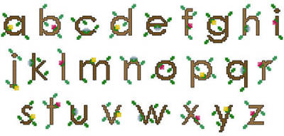 cross stitch pattern Pixies Initials - Lower Case Alphabet