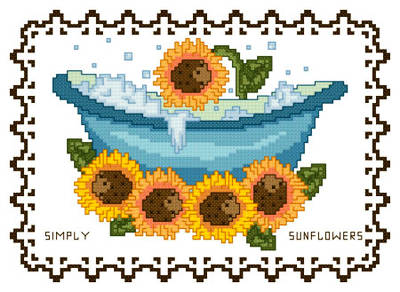 cross stitch pattern BathTub Collection Simply Sunflowers