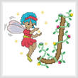 cross stitch pattern Pixies Initials - J