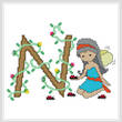 cross stitch pattern Pixies Initials - N
