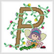 cross stitch pattern Pixies Initials - P