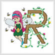 cross stitch pattern Pixies Initials - R