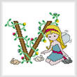 cross stitch pattern Pixies Initials - V