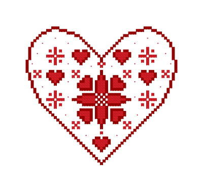 cross stitch pattern Danish Heart Ornament