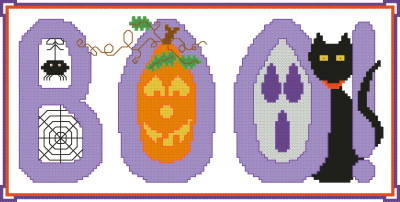 cross stitch pattern Halloween Boo